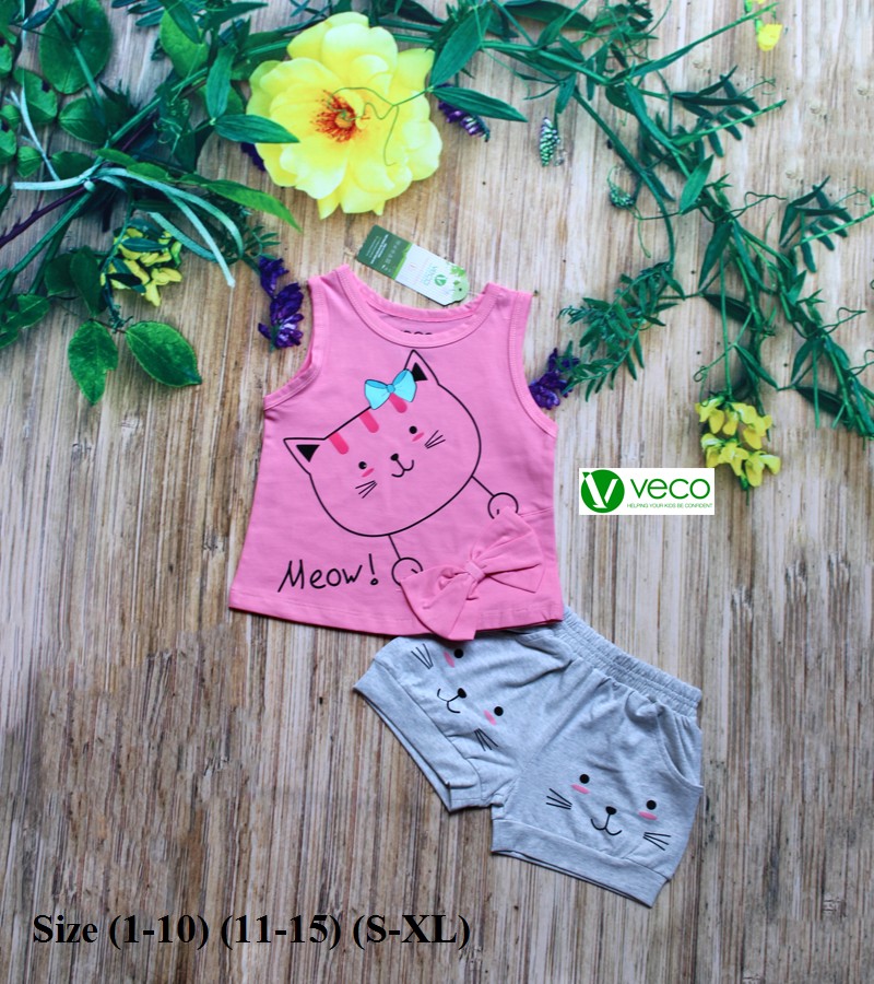 Thời Trang Trẻ Em Giá Sỉ - Bộ Short Mèo Meow