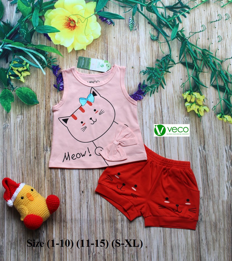 Thời Trang Trẻ Em Giá Sỉ - Bộ Short Mèo Meow